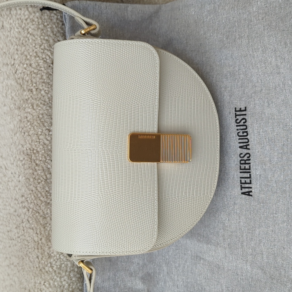 Ateliers Auguste Sully Gold Limited Edition off-white lizard embossed leatherbag